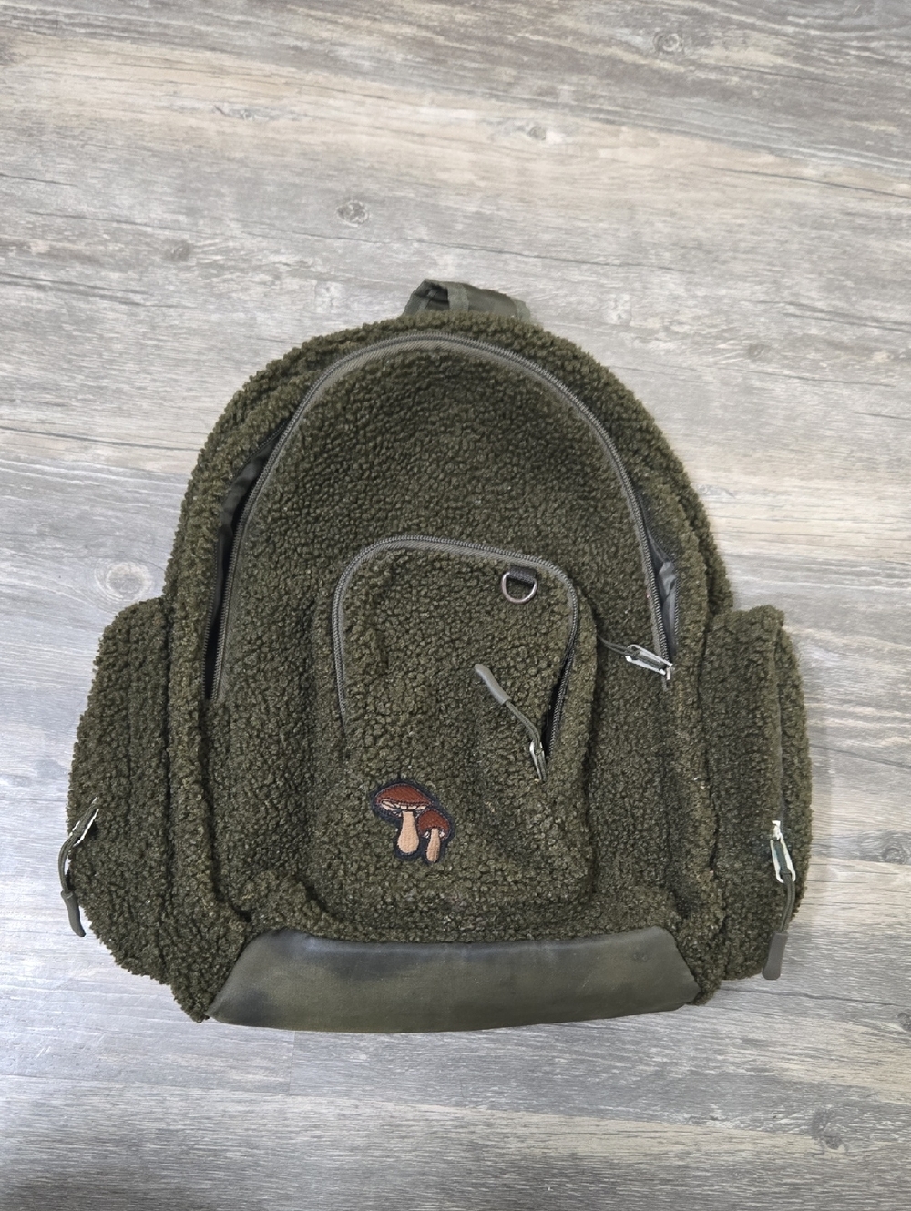 Olive Green Sherpa Backpack - Casual Daypack
